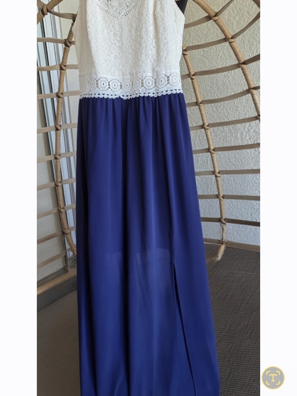 Iz Byer White Lace Bodice Maxi Dress